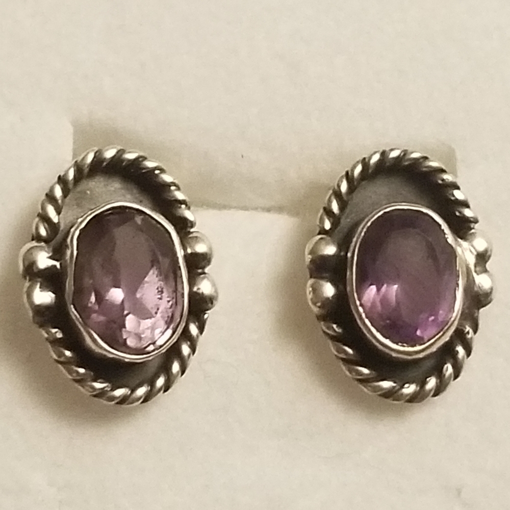 Artisan Sterling silver and Amethyst earrings